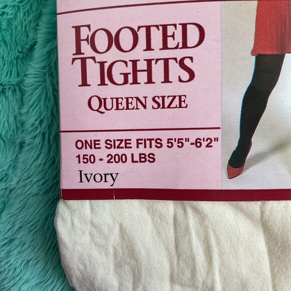 Vintage Perfection Footed tights Queen Plus Size Lot of 2 Black White NWT - Picture 3 of 13
